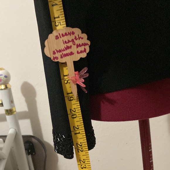 Emma & James Liz Claiborne Black long sleeves blouse Size XL sequenced neckline - Picture 4 of 13